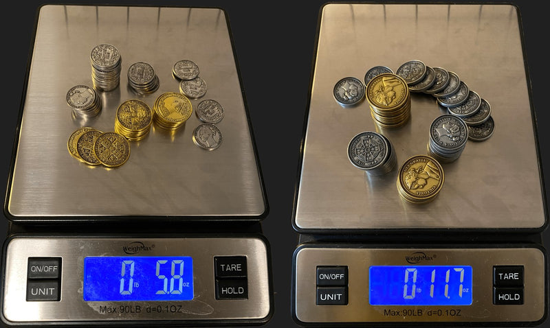 Normal Game Coin on the left, Obsession coins on the right.